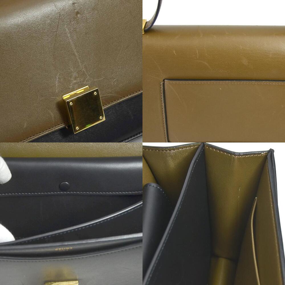 Celine Leather Shoulder Bag Khaki Green Black Gold - Picture 4 of 4